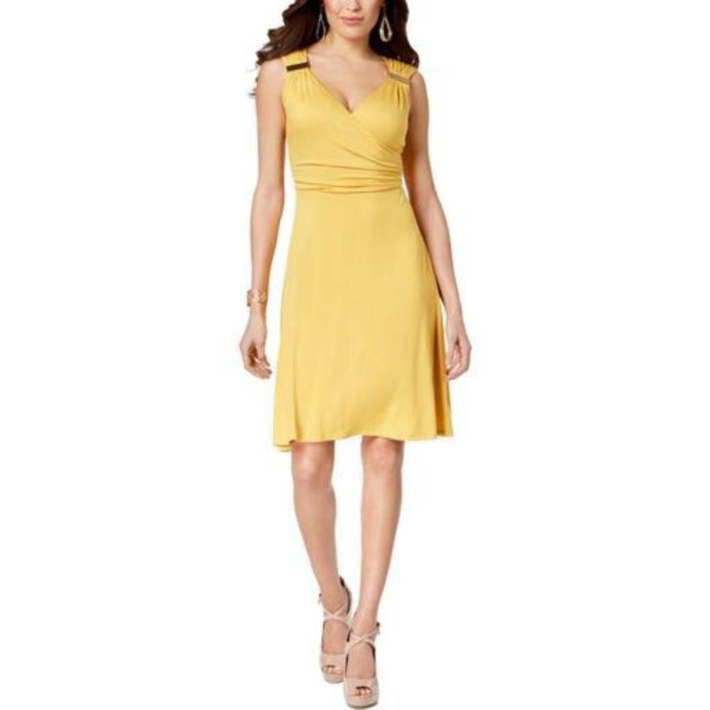 !!~ Yellow Embellished A-Line Jersey Dress ~!!
